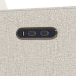 Close up of power buttons and dual USB ports on Olivia Power Recliner in Dune Basketweave