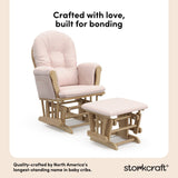 storkcraft hoop glider and ottoman natural frame with pink cushions quality crafted callout