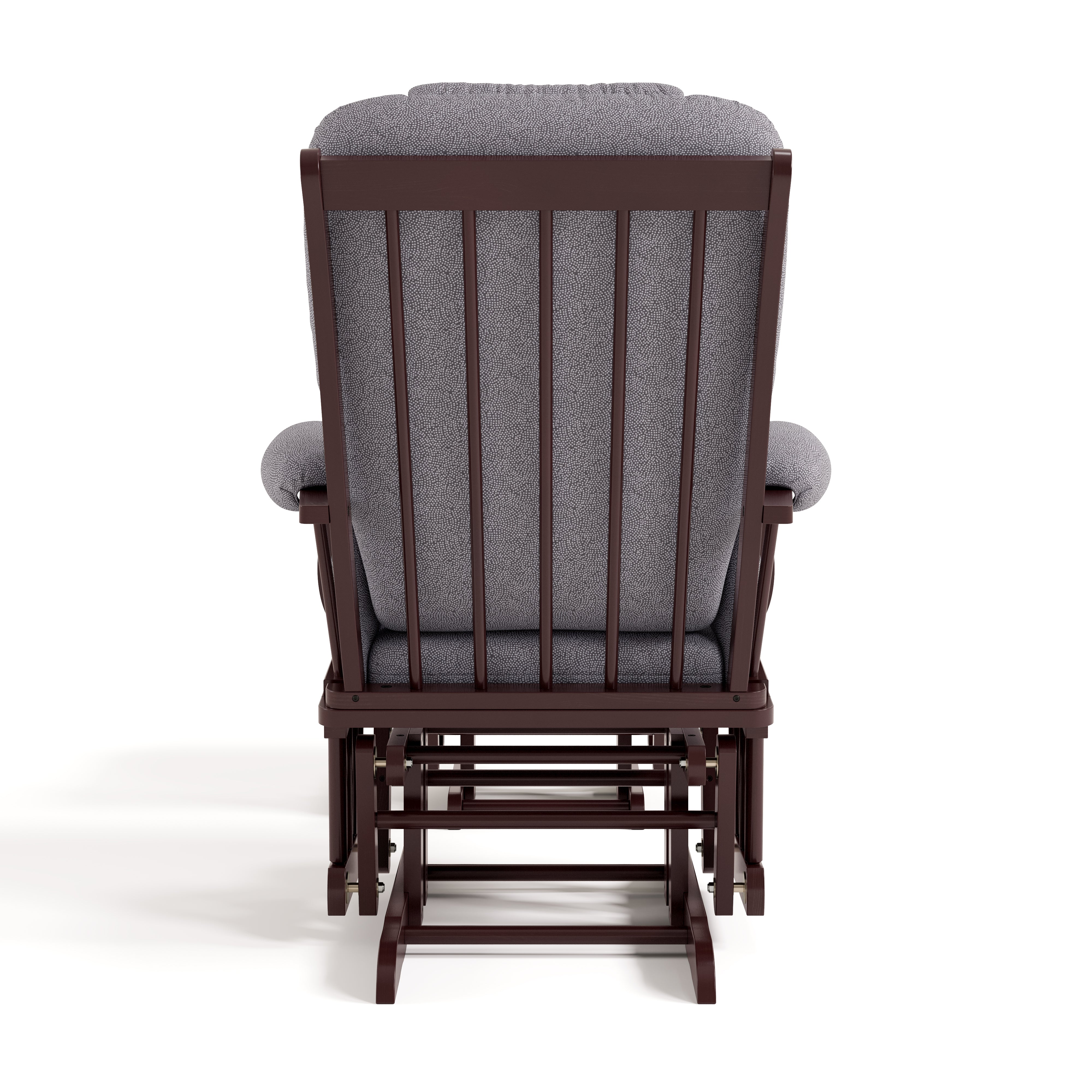 Tuscany espresso with gray swirl glider and ottoman back view