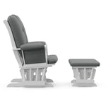 Tuscany white with gray glider and ottoman side view