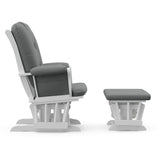 Tuscany white with gray glider and ottoman side view