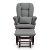 Tuscany espresso with gray glider and ottoman front view
