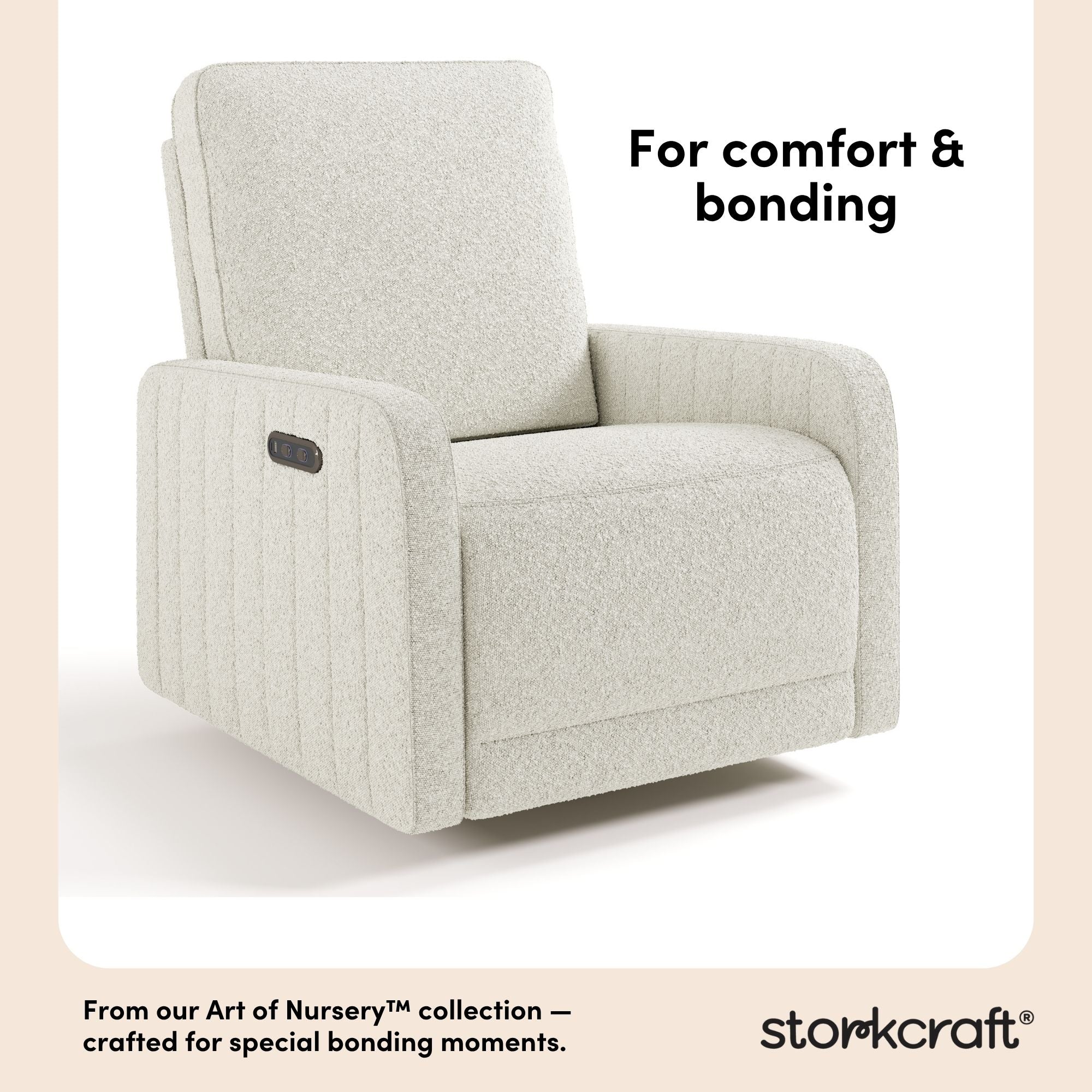 Kyoto ivory boucle power recliner style callout