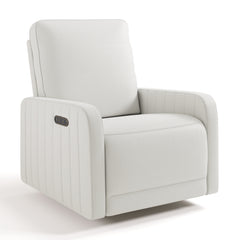 Kyoto ivory basketweave power recliner angle view