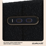 Kyoto black boucle power recliner dual USB port callout
