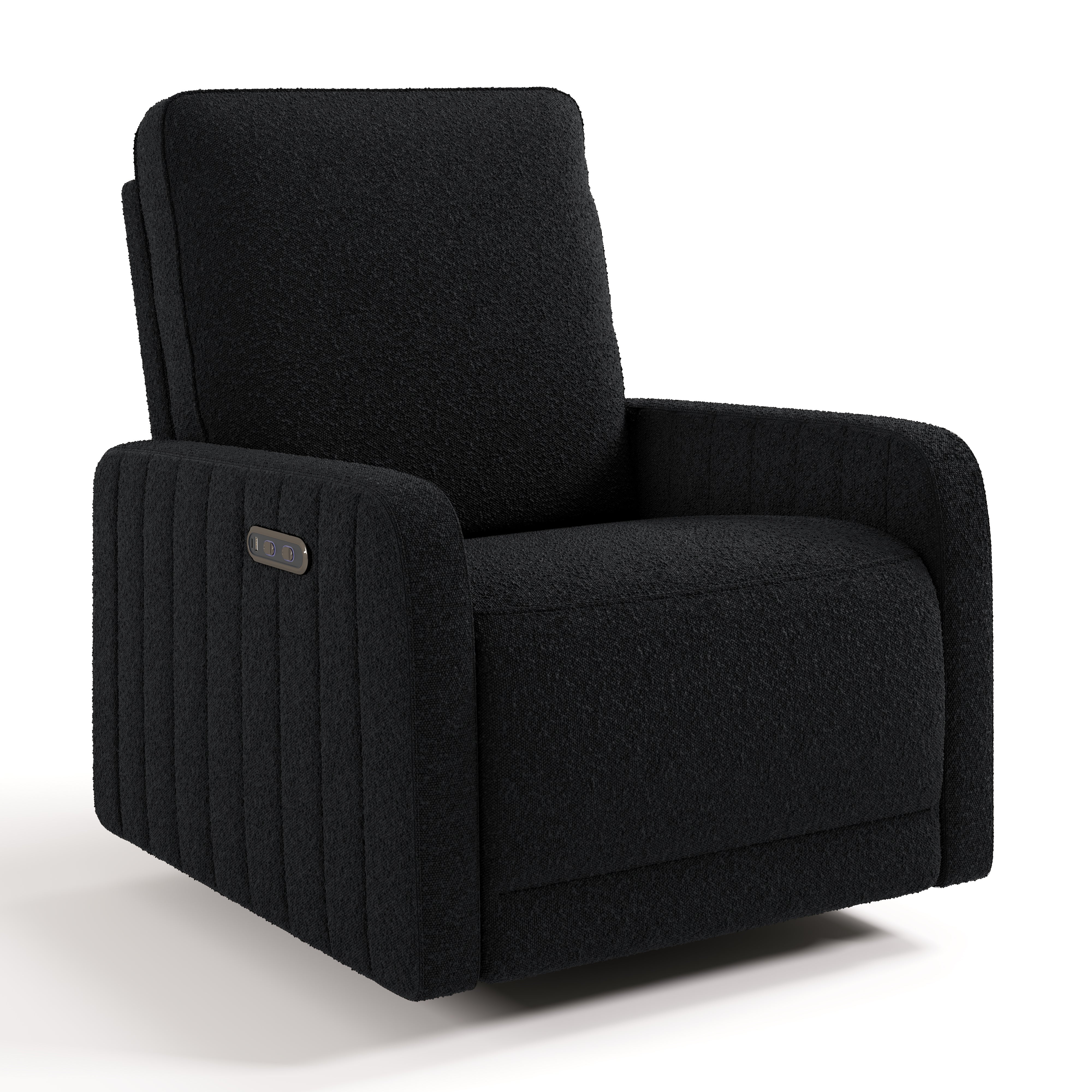 Kyoto black boucle power recliner angle view