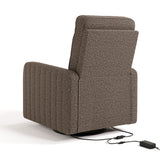 Kyoto mountain brown boucle recliner back view with power cord
