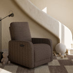Kyoto mountain brown boucle recliner in nursery