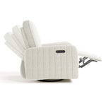 Kyoto ivory boucle recliner side view with recline motion shadows