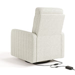 Kyoto ivory boucle recliner back view with power cord