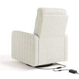 Kyoto ivory boucle recliner back view with power cord