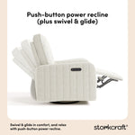 Kyoto ivory boucle power recliner push-button power recline callout