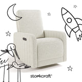 Kyoto ivory boucle power recliner with black doodles overlaid on image