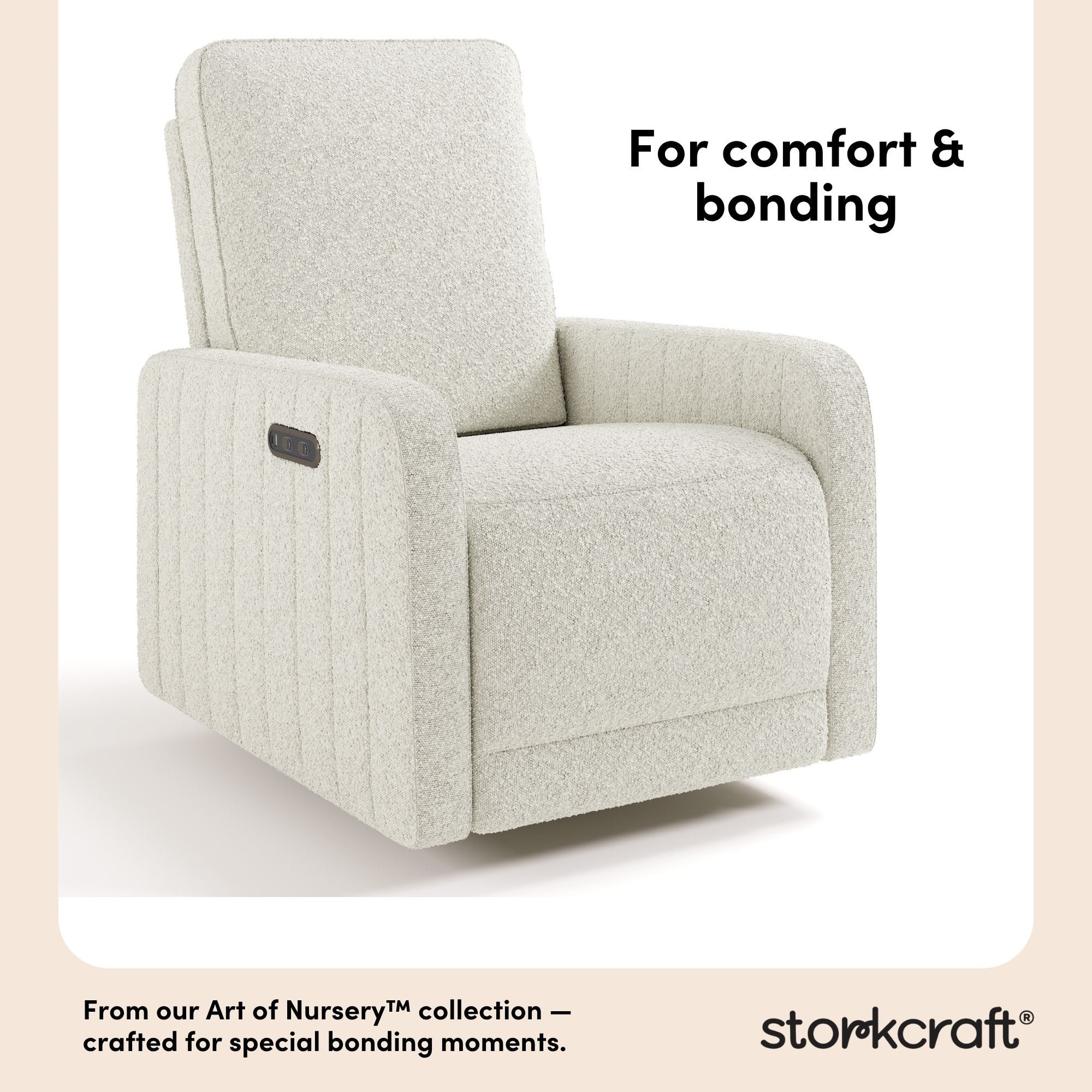 Kyoto ivory boucle power recliner style callout