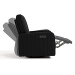 Kyoto black boucle recliner side view with recline motion shadows