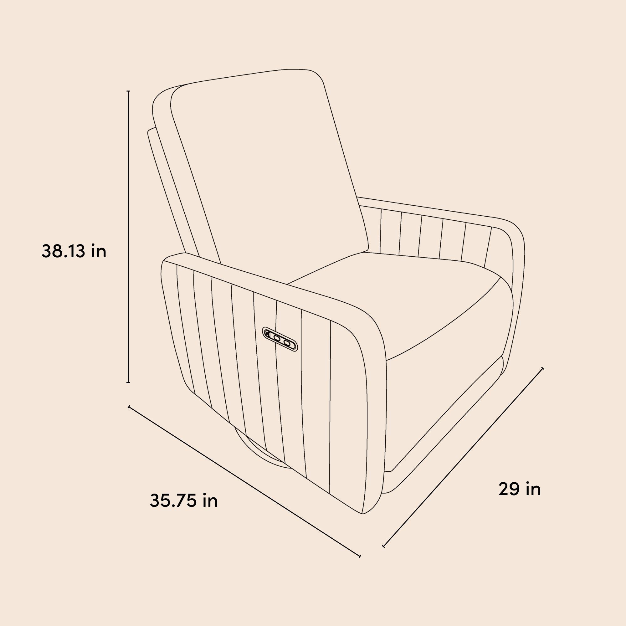 Kyoto power recliner drawing with dimensions