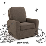 Amalfi mountain brown boucle recliner with black doodles overlaid on image