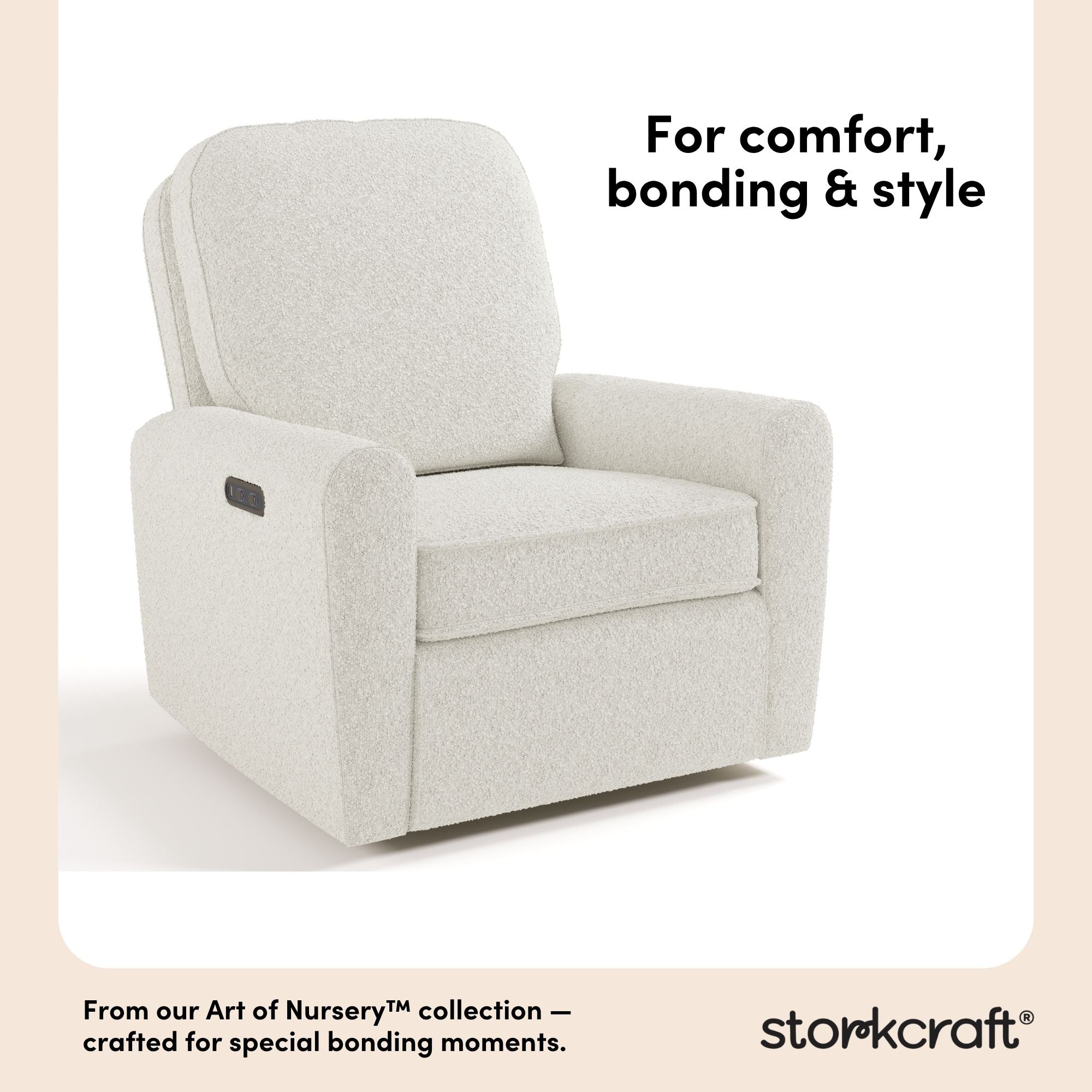 Amalfi ivory boucle recliner style callout