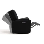 amalfi black boucle power recliner side view with reclining shadows