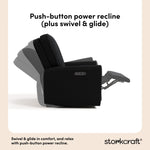 Amalfi black boucle recliner push-button power recline callout