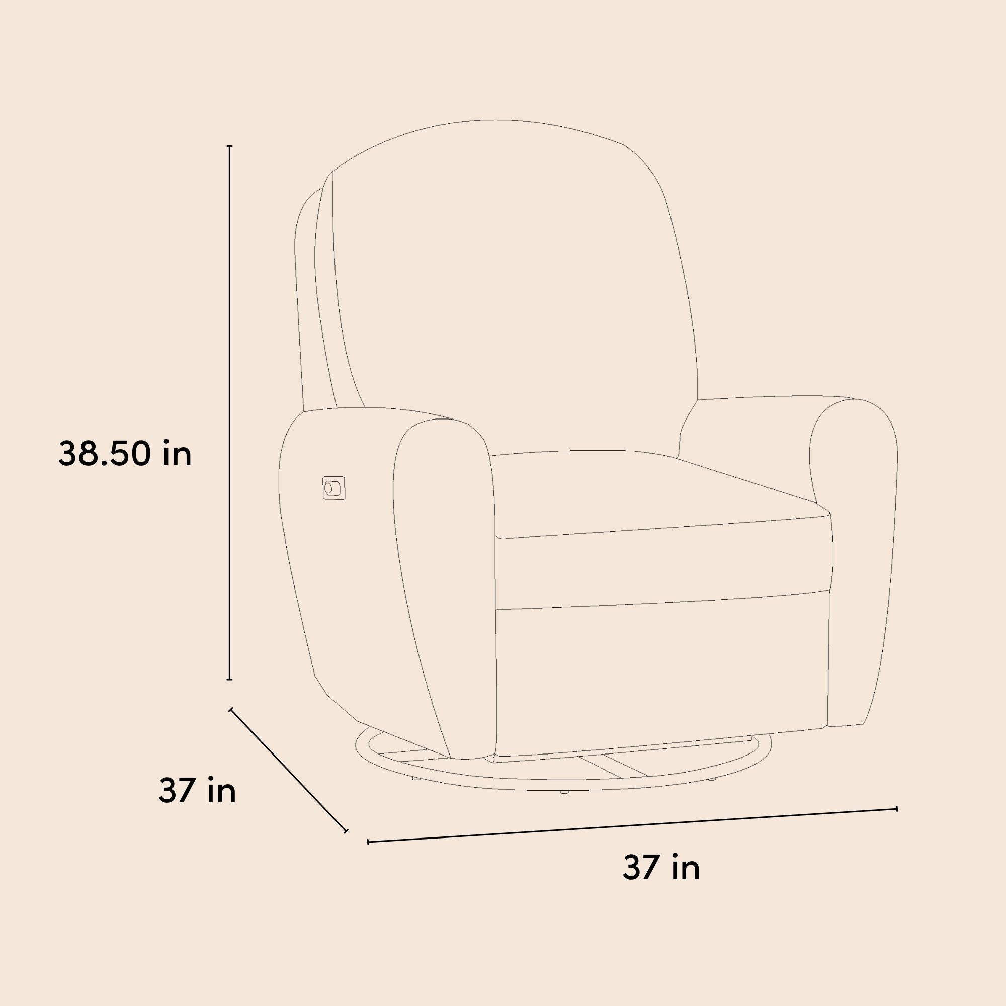 Amalfi recliner drawing with dimensions