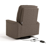 storkcraft santos mountain brown boucle power recliner back view with power cord