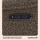 Santos mountain brown boucle power recliner dual USB ports callout
