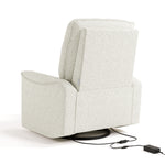 storkcraft santos ivory boucle power recliner back view with power cord