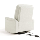 storkcraft santos ivory boucle power recliner back view with power cord