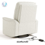 Santos ivory boucle power recliner with PTPA logo on top left