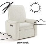 Santos ivory boucle power recliner with black doodles overlaid on image