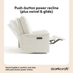 Santos ivory boucle power recliner push-button power recline callout