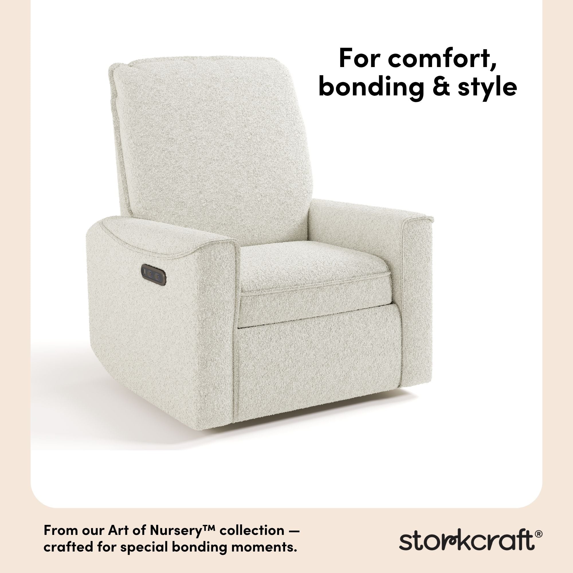 Santos ivory boucle power recliner style callout