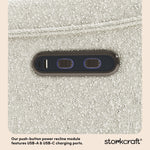 Santos ivory boucle power recliner dual USB ports callout