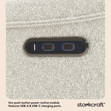 Santos ivory boucle power recliner dual USB ports callout