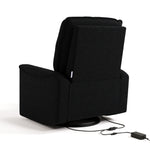 storkcraft santos black boucle power recliner back view with power cord