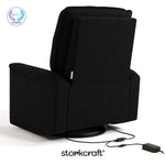 Santos black boucle power recliner with PTPA logo on top left