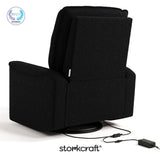 Santos black boucle power recliner with PTPA logo on top left