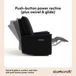 Santos black boucle power recliner push-button power recline callout