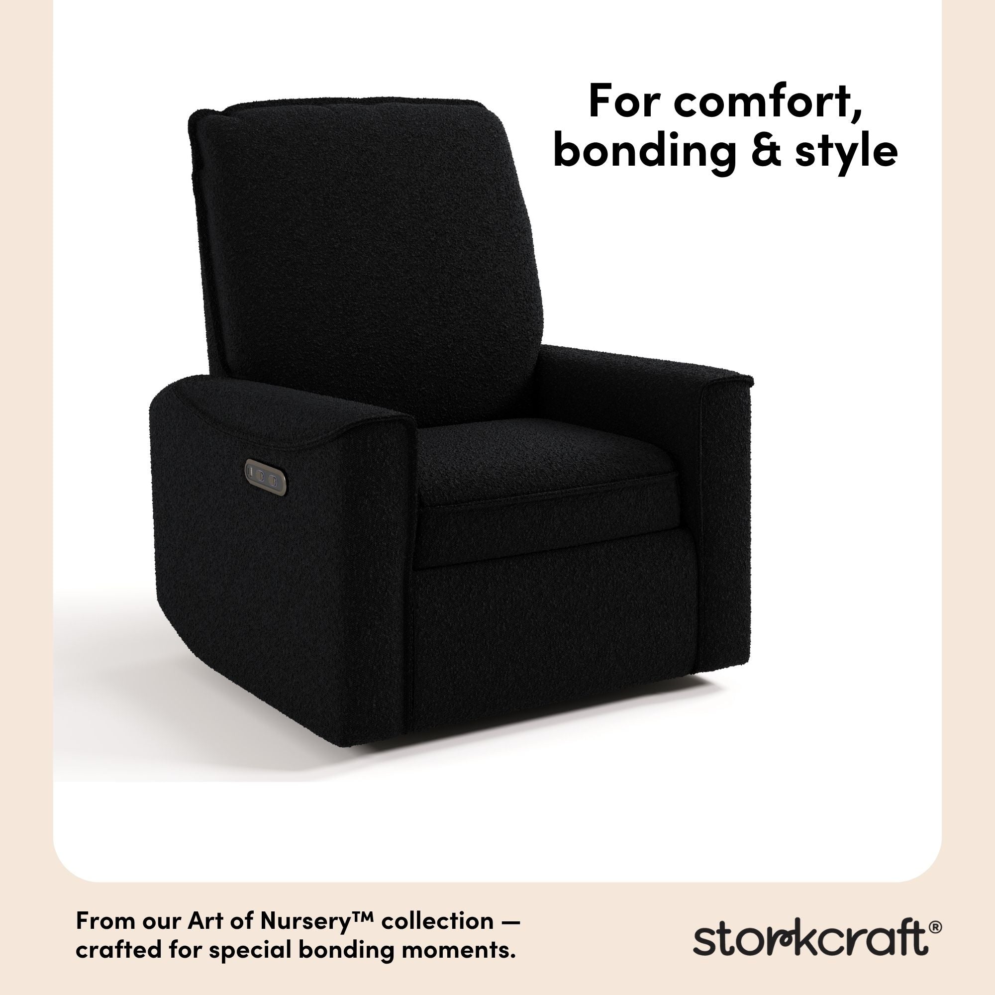 Santos black boucle power recliner style callout