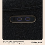 Santos black boucle power recliner dual USB ports callout