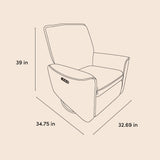 Santos power recliner drawing with dimensions