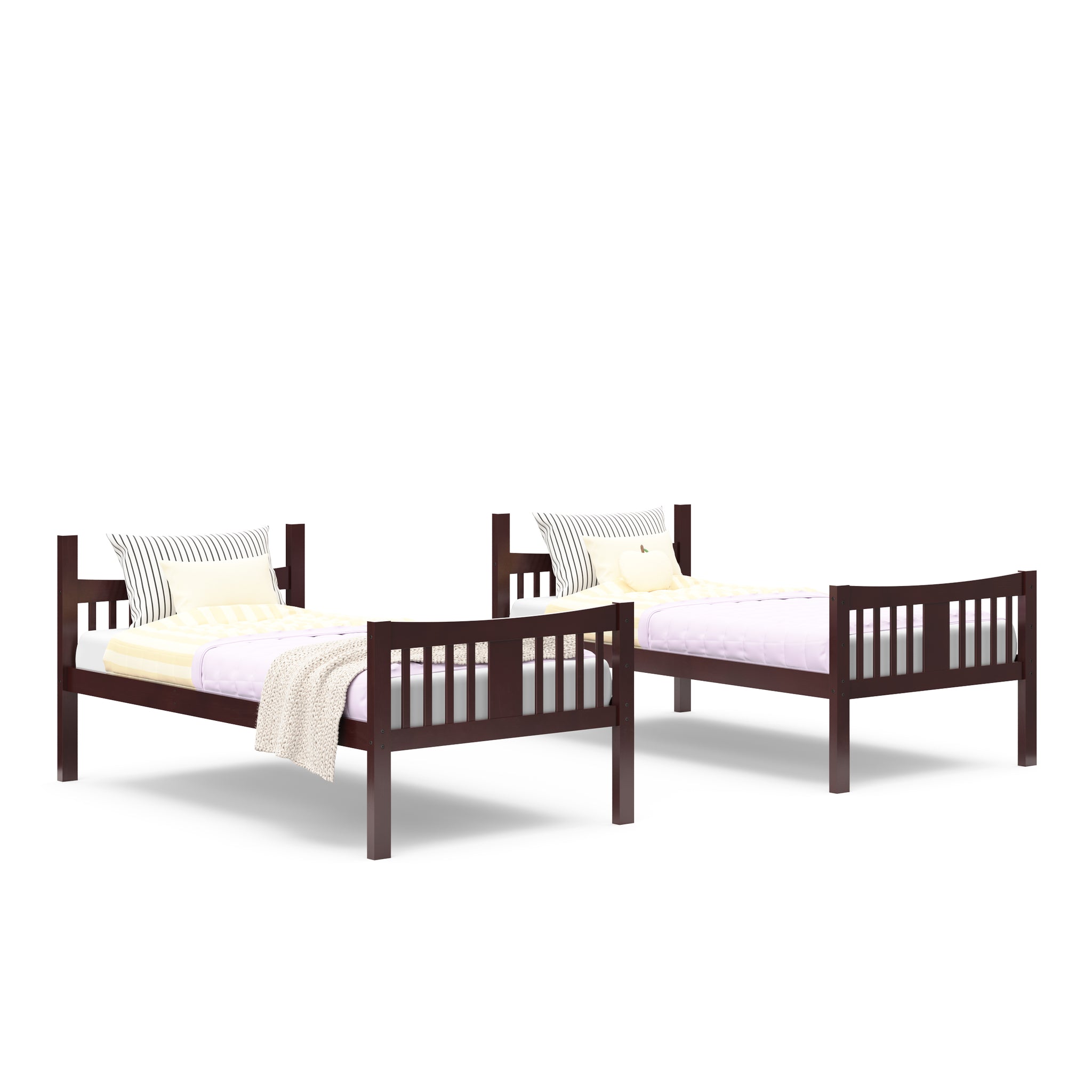 two espresso twin-size beds