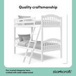 storkcraft long horn white twin over twin bunk bed quality craftsmanship callout