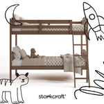 long horn hazelnut twin over twin bunk bed with black doodles overlaid on image