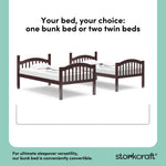 long horn espresso twin over twin bunk bed convertible callout