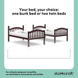 long horn espresso twin over twin bunk bed convertible callout
