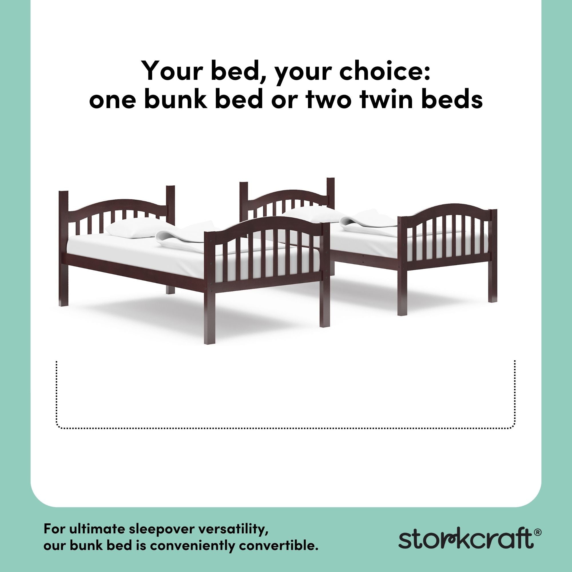 long horn espresso twin over twin bunk bed convertible callout