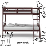 long horn espresso twin over twin bunk bed with black doodles overlaid on image