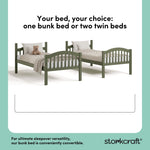 long horn olive twin over twin bunk bed convertible callout